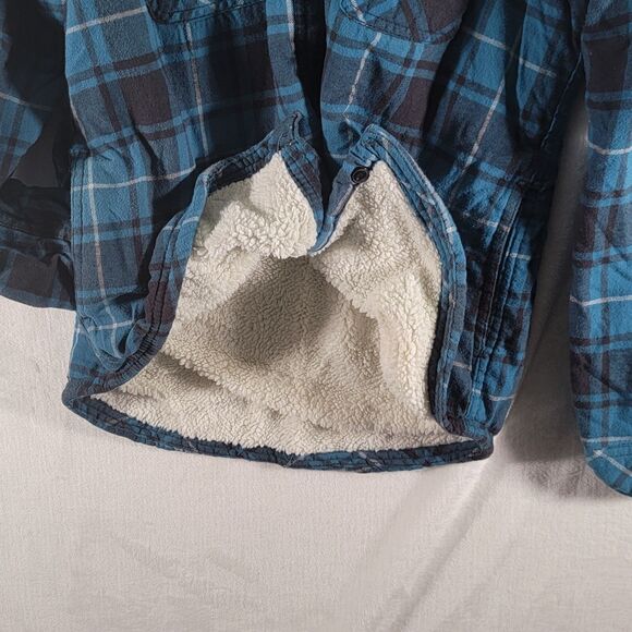 Women's Boston Traders Sherpa Lined Flannel Hooded Botton-up Jacket Size Medium - Picture 7 of 11